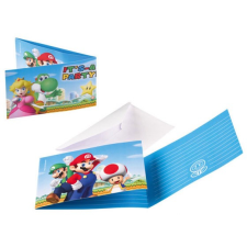 Super Mario Super Mario Mushroom World Party meghívó 8 db-os party kellék