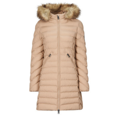 Superdry Steppelt kabátok FUJI HOODED MID FAUSSE FOURRURE Bézs DE 38