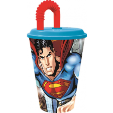 Superman Savior szívószálas pohár, műanyag 430 ml üdítős pohár