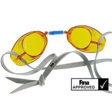  Svéd úszószemüveg sima áttetsző gyömbér - amber, FINA jóváhagyott versenyszemüveg , Malmsten úszófelszerelés