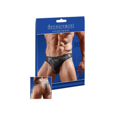 Svenjoyment Fényes férfi tanga áttetsző betéttel (fekete) férfi tanga