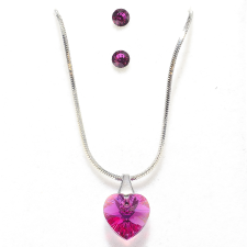  Swanis ékszerszett szíves (10mm) medállal - pink + AJÁNDÉK díszdoboz ékszer szett
