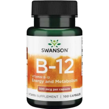 Swanson B12 vitamin 500mcg 100 kapszula Kobalamin vitamin és táplálékkiegészítő