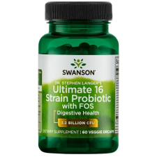 Swanson Dr.Stephen Langer Ultimate 16 probiotikus törzse komplexben FOS prebiotikumokkal (emésztéstámogató), 60 gyógynövény kapszula vitamin és táplálékkiegészítő
