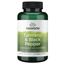 Swanson Turmeric &amp; Black Pepper Kurkuma és Feketebors 90 db Veg kapszula vitamin és táplálékkiegészítő