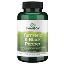 Swanson Turmeric&Black Pepper (Kurkuma+ feketebors) 90 növényi kapszula vitamin és táplálékkiegészítő