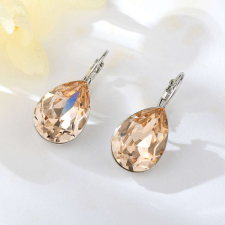 Swarovski Arannyal bevont csepp fülbevaló sötétkék Swarovski kristállyal (0174.) fülbevaló