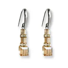 Swarovski - Arany Bézs Kristály Fülbevaló - Ezüst fülbevaló