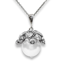  Swarovski csiszolt kristályos gyöngy ezüst nyaklánc fehér gyöngy nyaklánc