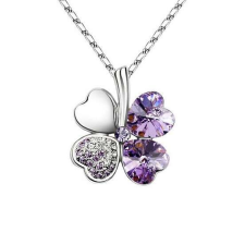 Swarovski Fehérarannyal bevont halványlila lóhere nyaklánc csodaszép ausztriai kristályokkal (0150.) nyaklánc