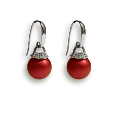 Swarovski gyöngy ezüst fülbevaló - Rouge pearl fülbevaló