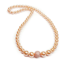  Swarovski - Gyöngy Nyaklánc - Barackszín - 50cm nyaklánc
