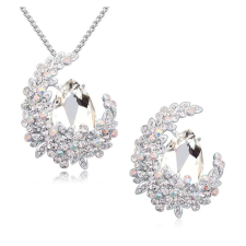  Swarovski Kristály Nyaklánc és Bros Szett - Fehér - 80cm ékszer szett