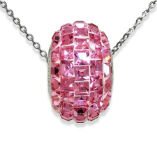 Swarovski kristályos ezüst nyaklánc- rózsaszín nyaklánc