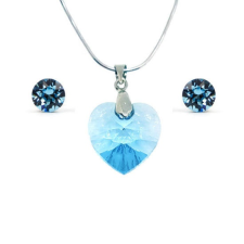 Swarovski Swarovski® kristályos szett - Szív 18 mm, Aquamarine + díszdoboz gyűrű