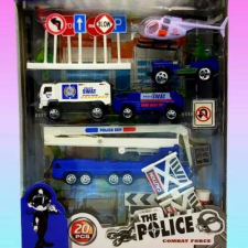 SWAT 1:64 kisautó készlet, helikopterrel, járművekkel, közlekedési táblákkal autópálya és játékautó