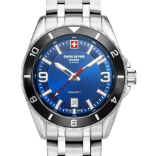 Swiss Alpine Military 7034.1136 Mens Watch Sierra silver blue 42mm 10ATM, karóra