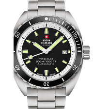 Swiss Military SMA34100.02 Diver Titanium Automatic Mens Watch 42mm 30ATM, karóra
