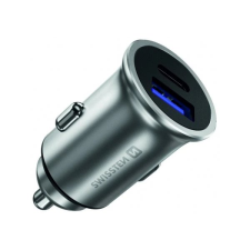 Swissten 20111740 USB-A / USB-C Szivargyújtós Telefontöltő - Ezüst (20111740) mobiltelefon kellék
