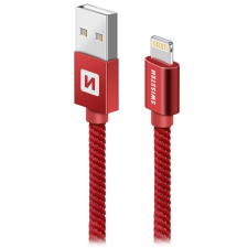 Swissten 71524306 USB-A apa - Ligthning apa Adat- és Töltőkábel 2m - Piros (71524306) kábel és adapter