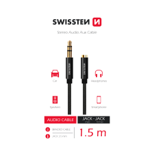 Swissten 73501102 Textile 3.5mm Jack apa - 3.5mm Jack anya Kábel (1.5m) (73501102) kábel és adapter