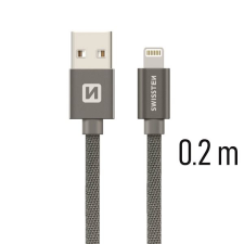 Swissten Lightning 0,2m, szürke kábel és adapter