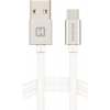 Swissten SWISTEN ADATKÁBEL USB-USB-C 3A 2M TEXTIL BEVONATTAL EZÜST (3071521303) (SW-QU-TYPC-3.1-2m-SI)