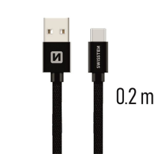Swissten USB-C 0,2m, fekete kábel és adapter