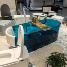  Szabadon álló kád, Ovális, Égszínkék, Gyanta, 170x78x56cm kád, zuhanykabin