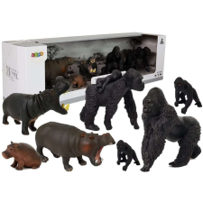  Szafari állatok 7 gorillából és vízilóból álló készlet játékfigura