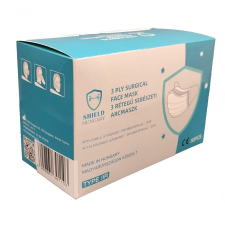 Szájmaszk Shield 3 rétegű prémium kék maszk 50 db dobozonként, sebészeti szájmaszk csomagban, orvosi maszk, orvosi szájmaszk védőmaszk