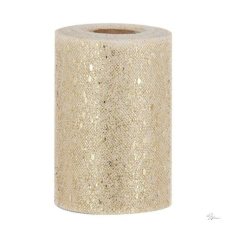  Szalag glitteres, tüll, 14cmx50m arany dekorációs kellék