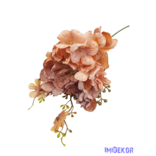  Szálas hortenzia kiegészítőkkel 35cm - Barna dekorációs kellék