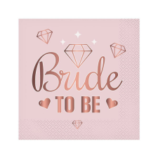 Szalvéta, Bride to Be, pink, 33x33cm, 20 darab/csomag papírárú, csomagoló és tárolóeszköz