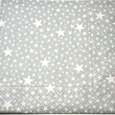  Szalvéta – Ezüst alapon fehér csillagok papírárú, csomagoló és tárolóeszköz