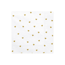  Szalvéta Szívek, fehér, 33x33cm (1 db / 20 db.) party kellék