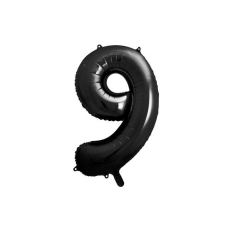 Szám formájú óriás fólia lufi, fekete ”9” party kellék