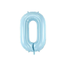 Szám formájú óriás fólia lufi, pasztell kék ”0” party kellék