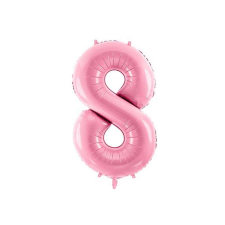 Szám formájú óriás fólia lufi, pasztell rózsaszín ”8” party kellék