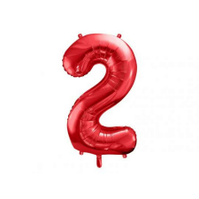 Szám formájú óriás fólia lufi, piros ”2” party kellék