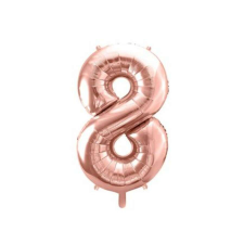 Szám formájú óriás fólia lufi, rose gold 8-as party kellék