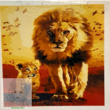 Számfestő 40x30 cm, színpompás &quot;Lion Dad&quot; Keret nélküli kreatív és készségfejlesztő