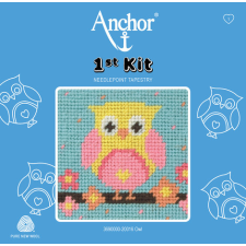 Számfestő Bagoly Gobelin Hímzőkészlet Gyerekeknek és Kezdőknek - Anchor 1st Kit 10x10 cm kreatív és készségfejlesztő