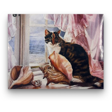 Számfestő Cica kilátás - előszínezett számfestő készlet (40x50cm) kreatív és készségfejlesztő