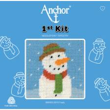 Számfestő Hóember Gobelin Hímzőkészlet Gyerekeknek és Kezdőknek - Anchor 1st Kit 10x10 cm kreatív és készségfejlesztő