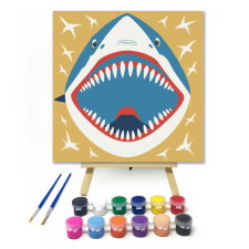 Számfestő.hu A nagy cápa - gyerek számfestő készlet – 20×20 cm (Keretre feszítve) kreatív és készségfejlesztő