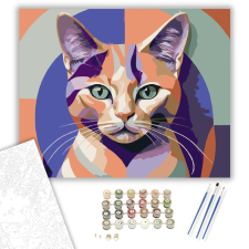 Számfestő.hu Absztrakt Macska Színkavalkád - számfestő készlet – 40×50 cm (Keretre feszítve) kreatív és készségfejlesztő
