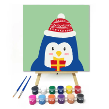 Számfestő.hu Ajándék Pingvin - gyerek számfestő készlet – 50×50 cm (Keret nélkül) kreatív és készségfejlesztő