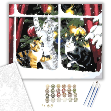 Számfestő.hu Állatok Karácsonykor - számfestő készlet – 40×50 cm (Keretre feszítve) kreatív és készségfejlesztő