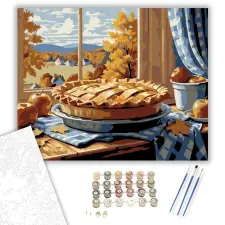 Számfestő.hu Almás Pite Őszi Hangulatban - számfestő készlet – 50×60 cm (Keretre feszítve) kreatív és készségfejlesztő
